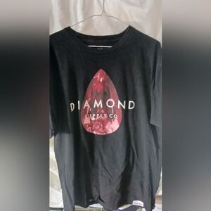 Diamond Supply Co Men’s XL Black T-Shirt Red Diamond Gem Logo Official